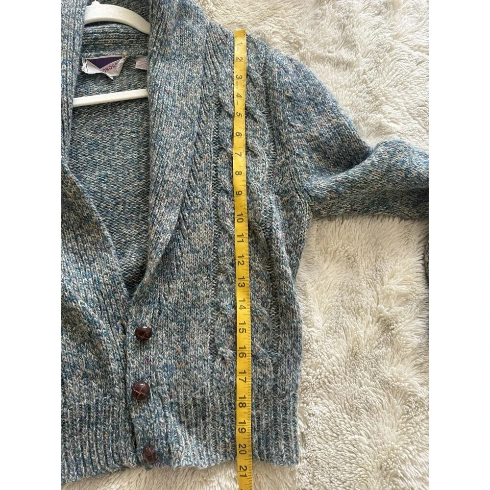 Honors Womens M Marled Wool Blend Cardigan Shawl Collar Cable Knit Vintage